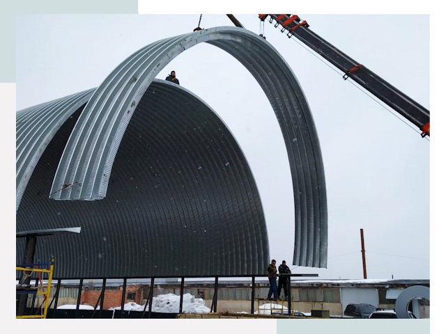 Полукруглые ангары в Людиново